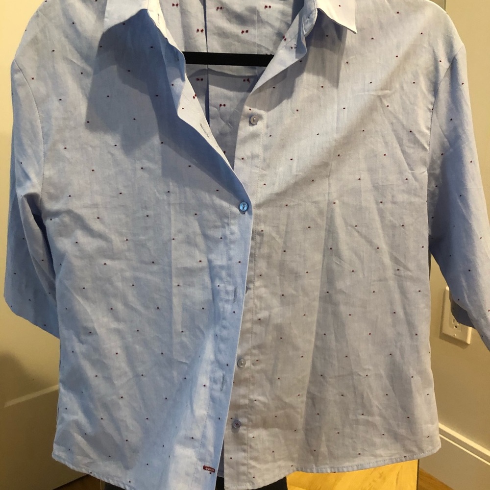 Zara button up with red dot detail